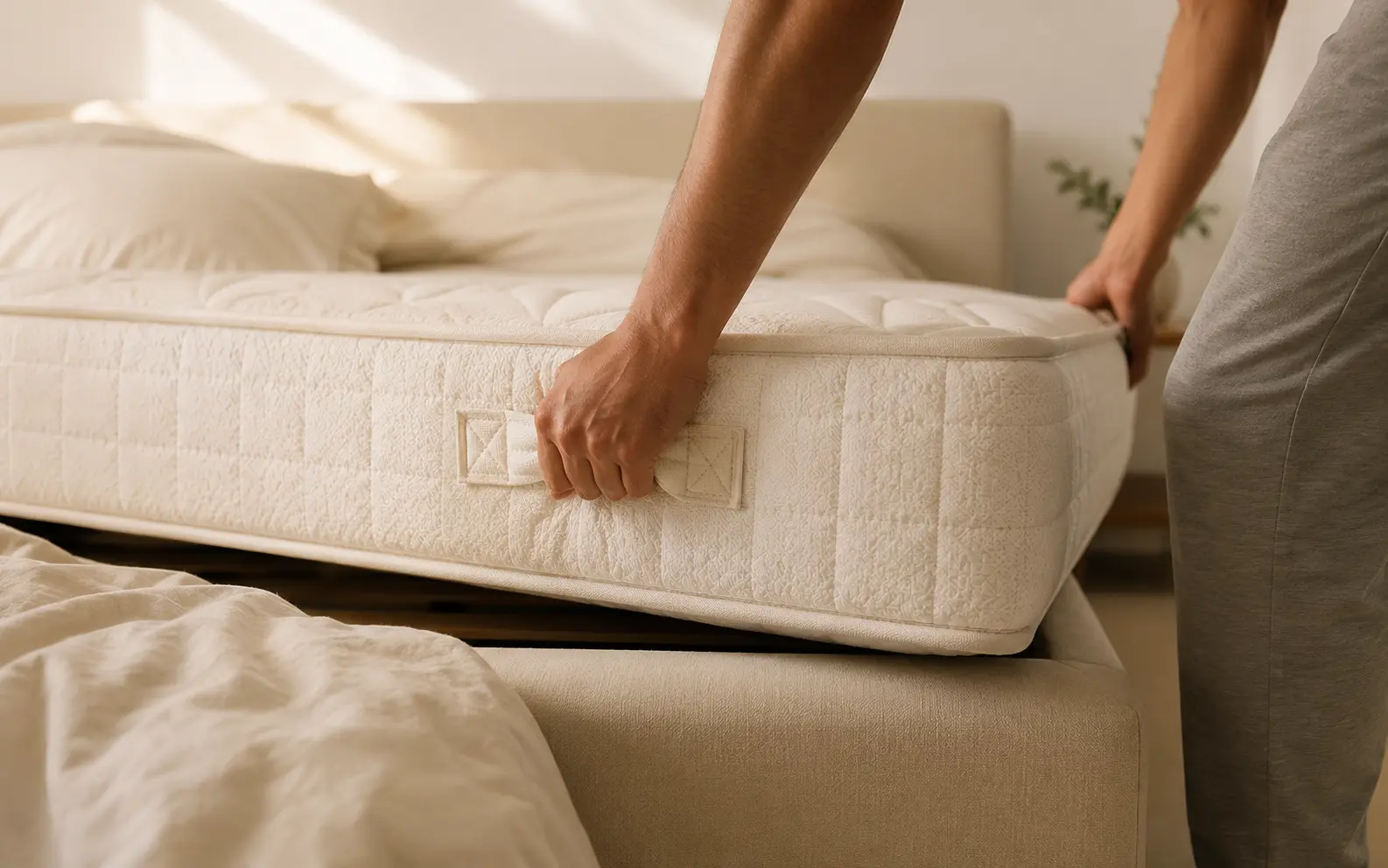 Rotating a mattress on its base